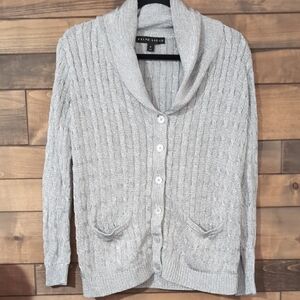 Ralph Lauren Black Label Silver Knit Shawl Collar Cardigan